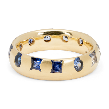 Wide Blue Mixed Cut Celeste Ring - Made to Order